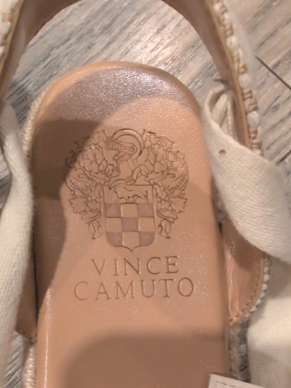 Vince Camuto Cream Woven Espadrille Tie Ankle Flats